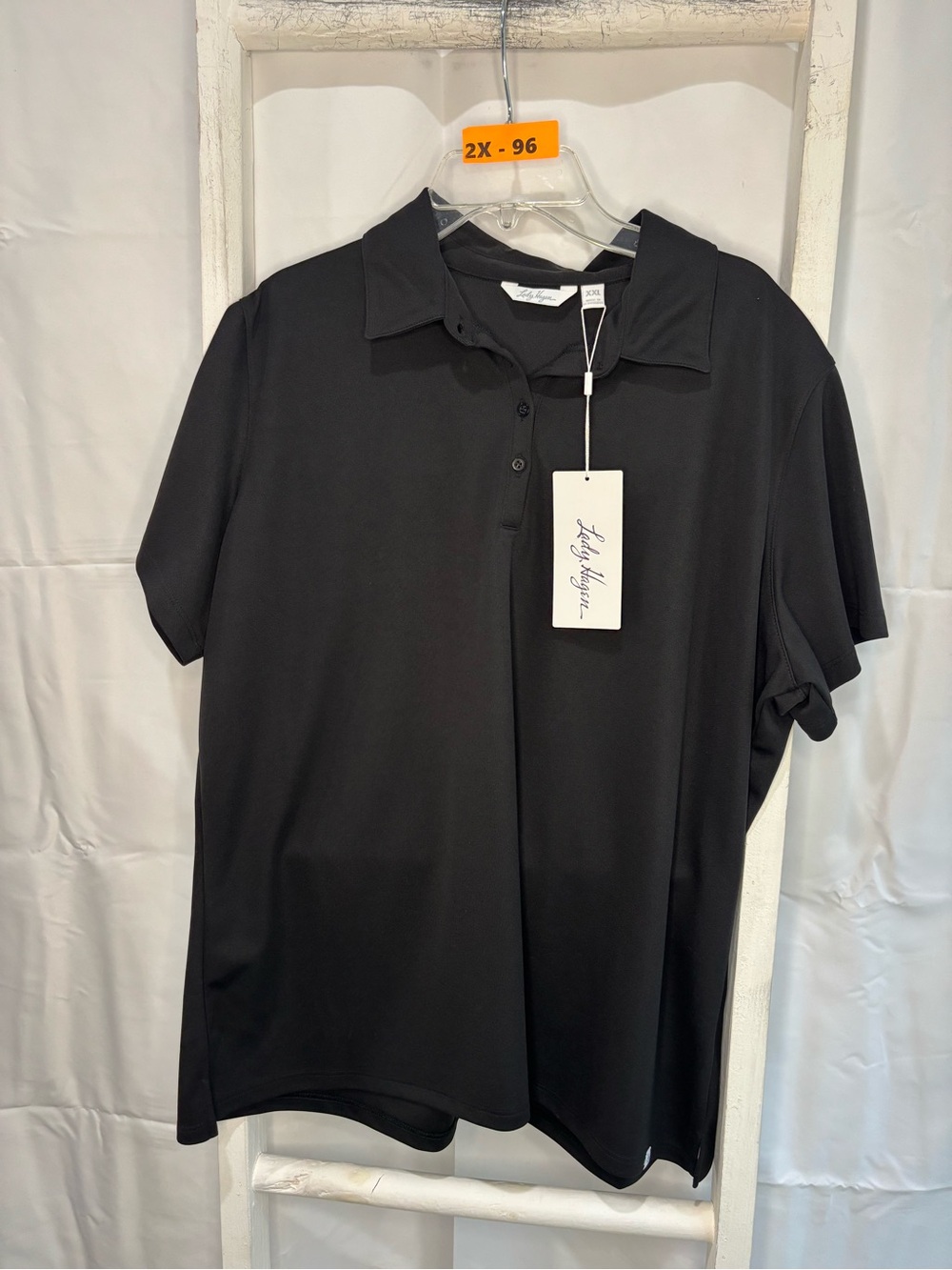 Lady Hagen Black Short Sleeve Polo Top